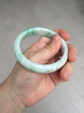 Load image into Gallery viewer, 56 mm Certified type A 100% Natural sunny green/white Jadeite bangle AY84-3462