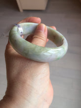 Load image into Gallery viewer, 56.5mm certificated Type A 100% Natural sunny green/purple/yellow Monet’s Water Lilies Jade bangle E62-1029