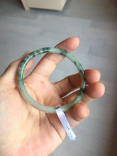 Load image into Gallery viewer, 55.6mm Certified Type A 100% Natural green/black/gray/purple with dark green floating flowers slim round cut Jadeite bangle PD46-5748