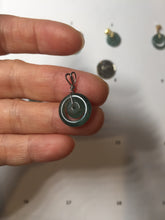 Load image into Gallery viewer, 12.5–14.5mm Type A 100% Natural Icy Watery Light Green Dark Green Gray Guaremala Jadeite Jade Concentric Ring Safety Guardian Donut Mom and Daughter Pendant 子母扣 BH122