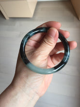 Load image into Gallery viewer, 55.5mm Certified Type A 100% Natural Dark Green Blue Gray Black Slim Moonlit Ink (水墨月色)Round Cut Jadeite Jade Bangle BS145-0747