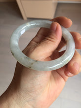 Load image into Gallery viewer, 54.7mm 100% natural type A icy watery light green/brown/black seaweed round cut jadeite jade bangle Q140-5253
