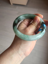 Load image into Gallery viewer, 60.3mm certified type A 100% Natural green/black Jadeite Jade bangle BM42-8565