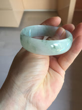 Load image into Gallery viewer, 53.1mm Certified Type A 100% Natural light green white with green floating flowers thin jadeite Jade bangle BS164-1595