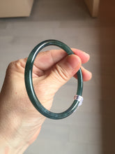 Load image into Gallery viewer, 58.3mm Certified Type A 100% Natural dark green/blue/gray Guatemala slim round cut Jadeite bangle BP201-5512