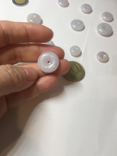 Load image into Gallery viewer, 11.9-19.7mm Type A 100% Natural light purple white gary Jadeite Jade Safety Guardian Button donuts Pendant group AA69