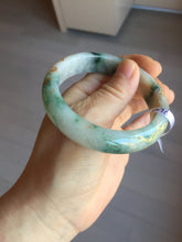 Load image into Gallery viewer, 55.5mm certified 100% natural Type A green white red with green floating flowers carved and golden-painted jadeite jade bangle PF82-6076
