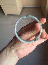 Load image into Gallery viewer, 52mm certified 100% natural Type A light green white purple gray with green floating flowers thin jadeite bangle PF57-5619