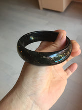 Load image into Gallery viewer, 60.3mm 100% Natural dark green/black meteorite Stellar Night sky nephrite bangle HN26-7598