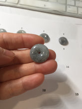 Load image into Gallery viewer, 15-18.4mm 100% natural black white jadeite jade(Wuji, 乌鸡) Safety Guardian Button donuts pendant PA250