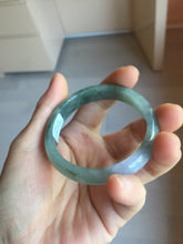 Load image into Gallery viewer, 50.5mm certified 100% natural Type A light oily dark green purple gray watermelon rind (瓜油青) jadeite jade bangle PC247-1382