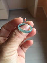 Load image into Gallery viewer, 18.8mm size 8 3/4 100% natural type A icy watery green/blue slim style Guatemala jadeite jade band ring group BP73