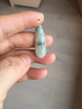 Load image into Gallery viewer, Type A 100% Natural icy watery white/green with green floating flowers Four Seasons Fortune Beans jadeite jade group AU79