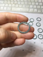 Load image into Gallery viewer, 16.7mm Size 6 1/4 100% natural type A icy watery dark green blue black gray Guatemala jadeite band ring group PE129