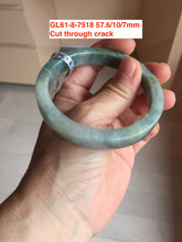 Load image into Gallery viewer, 56-58mm Certified Type A 100% Natural Dark Green Purple Gray Monet's Pond Square Jadeite Jade Bangle group GL61