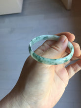 Load image into Gallery viewer, 51mm Certified Type A 100% Natural icy watery light green with green floating flowers thin Jadeite Jade bangle PJ57-1885