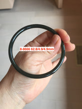 Load image into Gallery viewer, 54-64mm certified 100% Natural dark green black (青玉) slim round cut nephrite group Jade bangle HT106