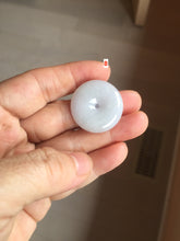 Load image into Gallery viewer, 22.3-26.6mm Type A 100% Natural light purple white Jadeite Jade Safety Guardian Button donuts Pendant BF136