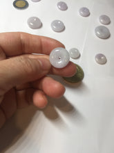 Load image into Gallery viewer, 11.9-19.7mm Type A 100% Natural light purple white gary Jadeite Jade Safety Guardian Button donuts Pendant group AA69