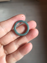 Load image into Gallery viewer, Size 6 1/2 100% natural type A light dark green blue black gray Guatemala jadeite band ring group AA112