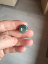 Load image into Gallery viewer, 9.5-17mm Type A 100% Natural icy watery oily dark green gray black(油青) Jadeite Jade Safety Guardian Button donuts Pendant group AU80 add on item