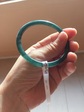 Load image into Gallery viewer, 56mm Certified Type A 100% Natural icy watery dark green/blue/gray/black slim Guatemala Jadeite bangle PJ156-0681