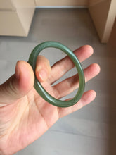 Load image into Gallery viewer, 55.5mm Certified 100% Natural icy watery light green yellow gray Deep Lake Water Green Nephrite Bangle HN176-6917