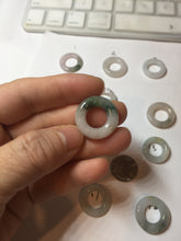 Load image into Gallery viewer, 17.9-21mm Type A 100% Natural light green purple green white Jadeite Safety Guardian Button donuts pendant PF25