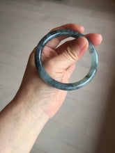 Load image into Gallery viewer, 55.4mm Certified Type A 100% Natural icy watery dark green/gray round cut Jadeite bangle AA133-6936