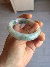 Load image into Gallery viewer, 51.2mm Certified Type A 100% Natural light green carved branches and flowers and golden-painted jadeite jade bangle BH123-6069