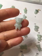 Load image into Gallery viewer, Type A 100% Natural icy watery light green sunny geen purple white clear jadeite jade cute baby bear pendant PH114 Add on item
