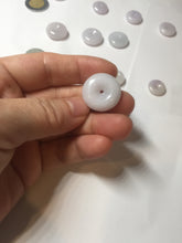 Load image into Gallery viewer, 11.9-19.7mm Type A 100% Natural light purple white gary Jadeite Jade Safety Guardian Button donuts Pendant group AA69