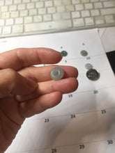 Load image into Gallery viewer, 11.5mm Type A 100% Natural icy watery oily dark green gray black(油青) Jadeite Jade Safety Guardian Button donuts Pendant group PC222 add on item
