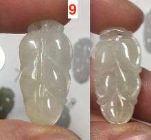 Load image into Gallery viewer, 100% natural type A icy watery white purple green jadeite jade leaf pendant group F157