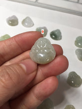 Load image into Gallery viewer, 100% Natural type A icy watery light green white small happy Buddha (拇指佛) jadeite Jade pendant group F131