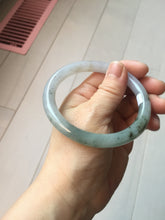 Load image into Gallery viewer, 58.8mm certified Type A 100% Natural light purple white brown with brown floating flowers round cut Jadeite Jade bangle PC161-4081