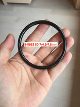 Load image into Gallery viewer, 54-64mm certified 100% Natural dark green black (青玉) slim round cut nephrite group Jade bangle HT106