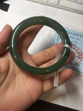 Load image into Gallery viewer, 56.3mm certified 100% Natural dark green black (碧玉) nephrite Jade bangle HT104-1584