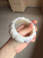 Load image into Gallery viewer, 55.5mm 100% natural pink red brown beige carved Goldern fish and lotus (金玉满堂) Quartzite (Shetaicui jade) bangle SY127