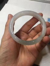 Load image into Gallery viewer, 54.2mm certified 100% natural Type A icy watery light watermelon rind oliy light green/purple/brown( 淡瓜油青) jadeite jade bangle BQ3-8153