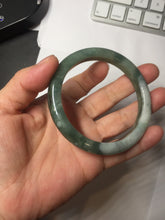 Load image into Gallery viewer, 57.6mm Certified type A 100% Natural oily dark greenwhite gray black watermelon rind (瓜油青) Jadeite bangle AZ187-1630