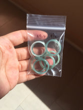 Load image into Gallery viewer, 19.4mm size 9 1/2 100% natural type A icy watery green/blue slim style Guatemala jadeite jade band ring group BP70