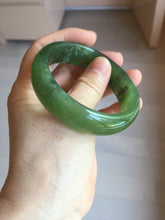 Load image into Gallery viewer, 54mm 100% Natural icy watery blue/black/gray Xiu Jade Serpentine bangle XY126