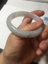 Load image into Gallery viewer, 54.2mm certified 100% natural Type A icy watery light watermelon rind oliy light green/purple/brown( 淡瓜油青) jadeite jade bangle BQ3-8153