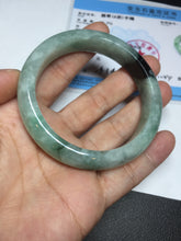 Load image into Gallery viewer, Shopify only 52.9mm Certified Type A 100% Natural green flying flowers Jadeite Jade bangle BF125-8568