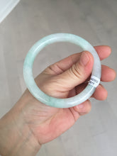 Load image into Gallery viewer, 57mm Certified type A 100% Natural sunny green/white round cut Jadeite bangle BN77-9819