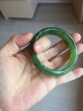 Load image into Gallery viewer, 54mm 100% Natural icy watery blue/black/gray Xiu Jade Serpentine bangle XY126