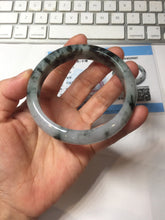 Load image into Gallery viewer, 57.2mm certified 100% natural Type A dark green black purple white Blooming Ink(水墨花开) jadeite jade bangle PB293-0507