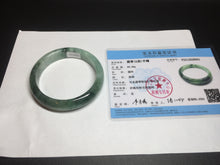 Load image into Gallery viewer, Shopify only 59mm Certified Type A 100% Natural dark green flying flowers Jadeite Jade bangle BF126-8561