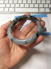 Load image into Gallery viewer, 57.2mm certified 100% natural Type A dark green black purple white Blooming Ink(水墨花开) jadeite jade bangle PB293-0507